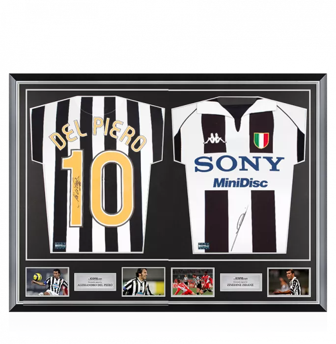 icons Alessandro Del Piero & Zinedine Zidane Signed Juventus Shirts In Classic Dual Frame