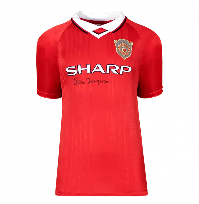 Icons Alex Ferguson Official UEFA Champions League Front Signed And Hero Framed Manchester United 1999 UEFA Champions League Shirt