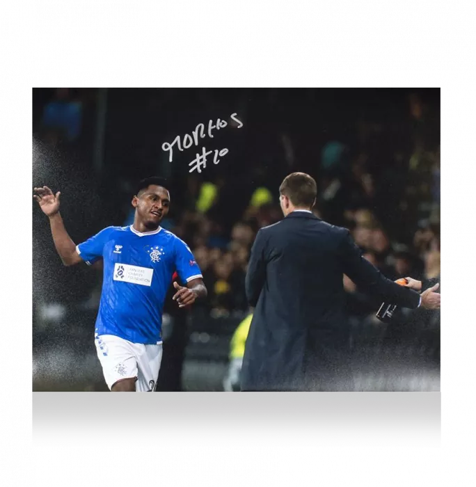 Icons Alfredo Morelos Signed Rangers Photo In Black Wooden Frame