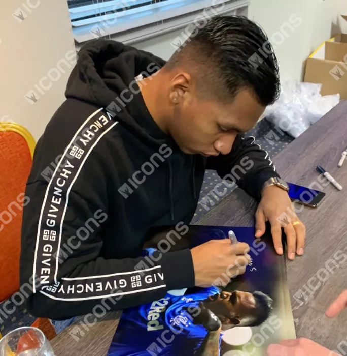 Icons Alfredo Morelos Signed Rangers Photo In Black Wooden Frame: El Bufalo