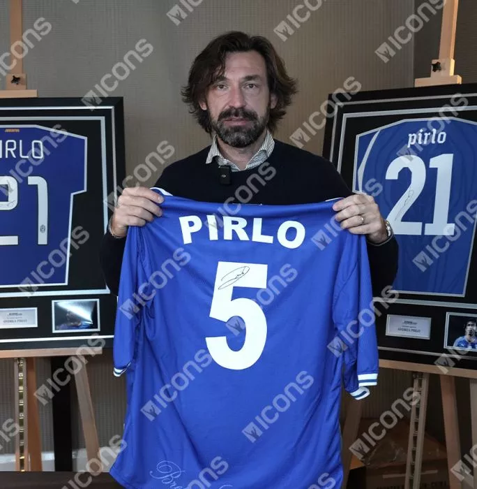 Icons Andrea Pirlo Back Signed Brescia 2000-01 Home Shirt In Hero Frame: Option 1