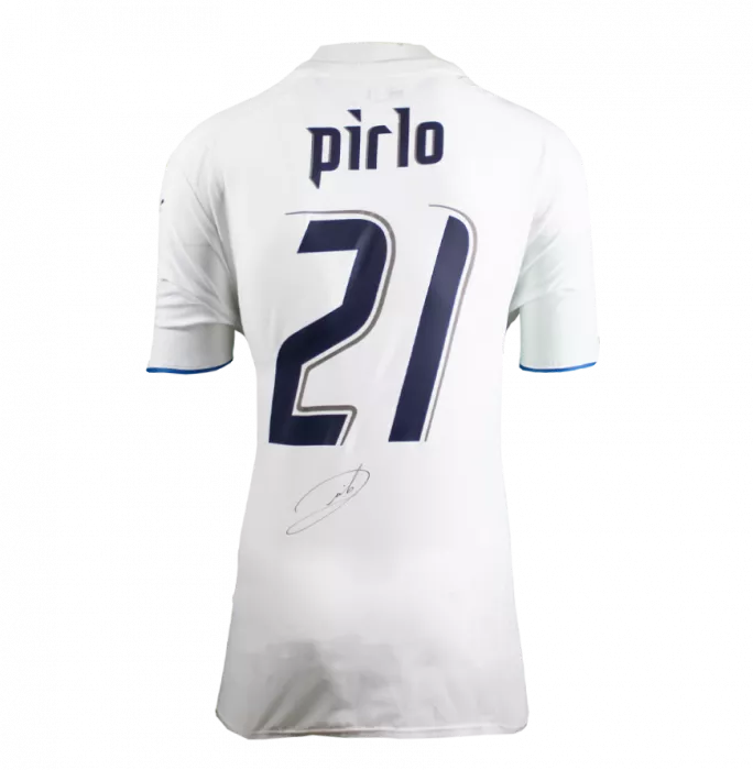 Icons Andrea Pirlo Back Signed Italy 2006 Away Shirt In Hero Frame: Option 1