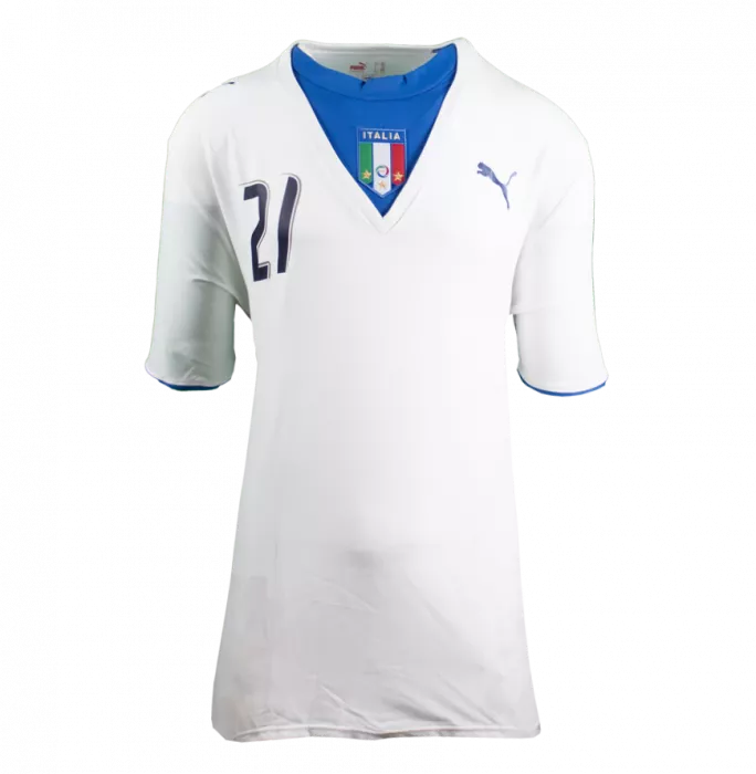 Icons Andrea Pirlo Back Signed Italy 2006 Away Shirt In Hero Frame: Option 1