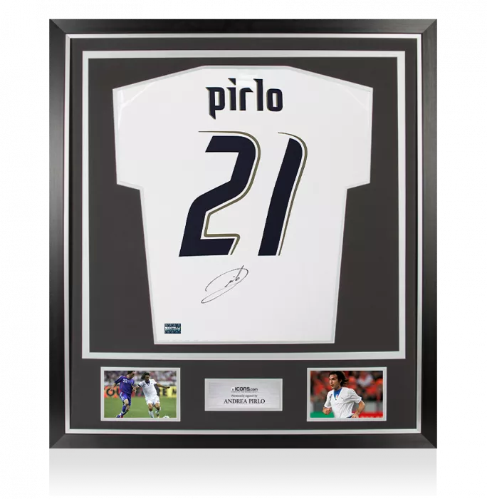icons Andrea Pirlo Back Signed Italy 2006 Away Shirt In Classic Frame