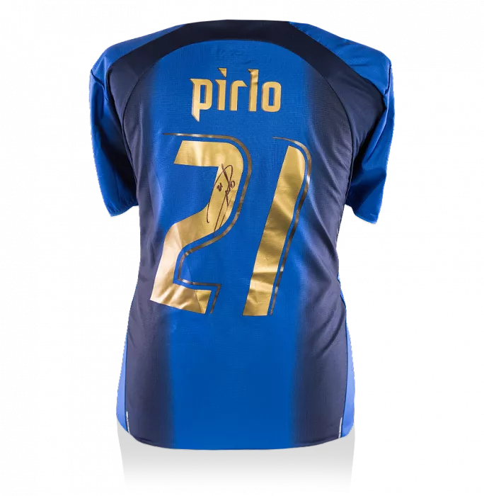 Icons Andrea Pirlo Back Signed Italy 2006 Home Shirt