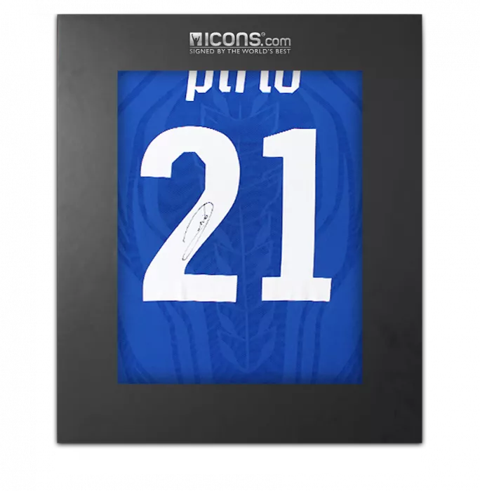 icons Andrea Pirlo Back Signed Italy 2010-12 Home Shirt In Deluxe Packaging