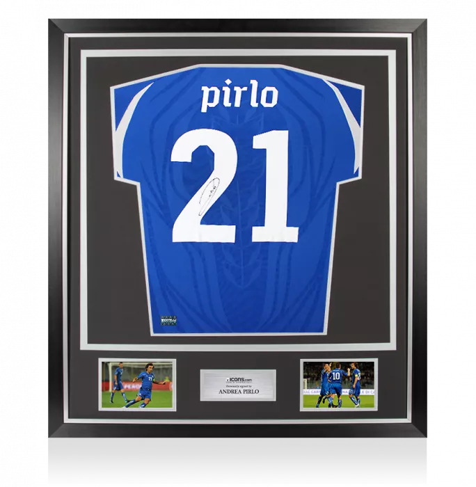 icons Andrea Pirlo Back Signed Italy 2010-12 Home Shirt In Classic Frame