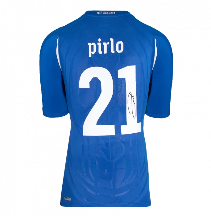 Icons Andrea Pirlo Back Signed Italy 2010 Home Shirt In Deluxe Packaging