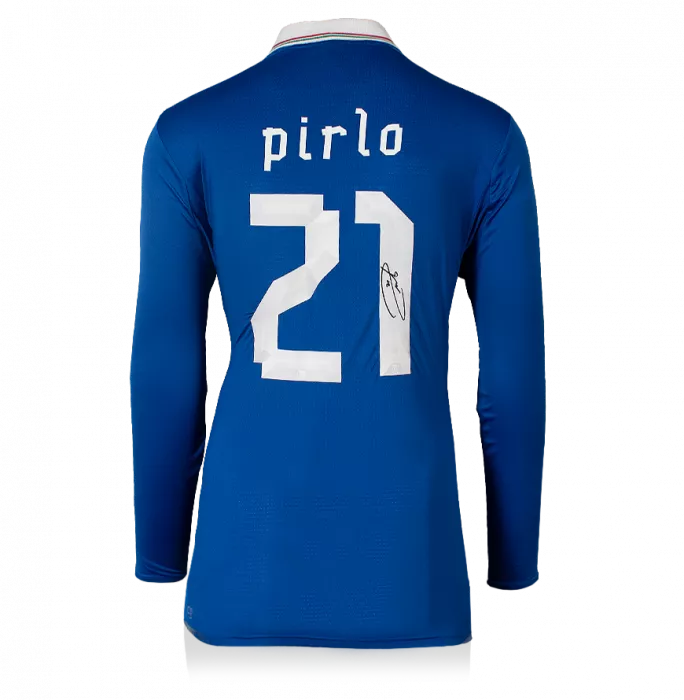 icons Andrea Pirlo Back Signed Italy 2012-13 Home Shirt With Long Sleeves