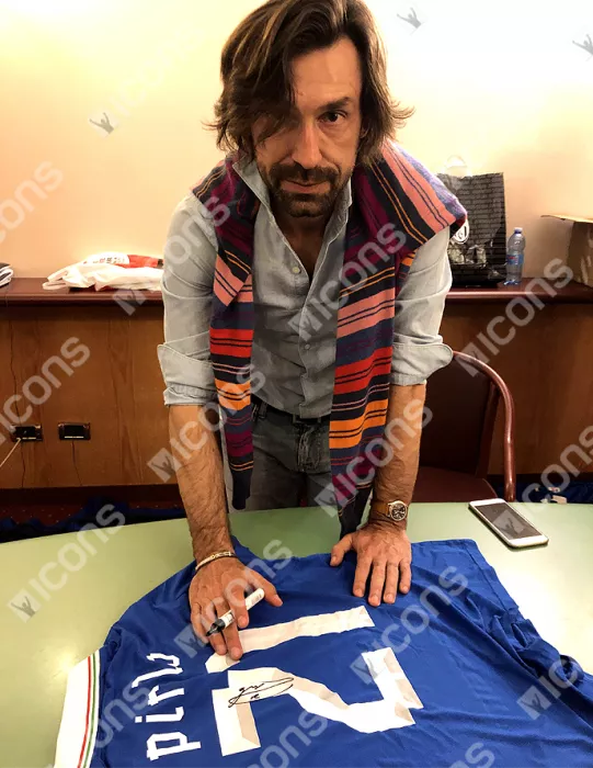Icons Andrea Pirlo Back Signed Italy 2012-13 Home Shirt In Hero Frame: Option 1