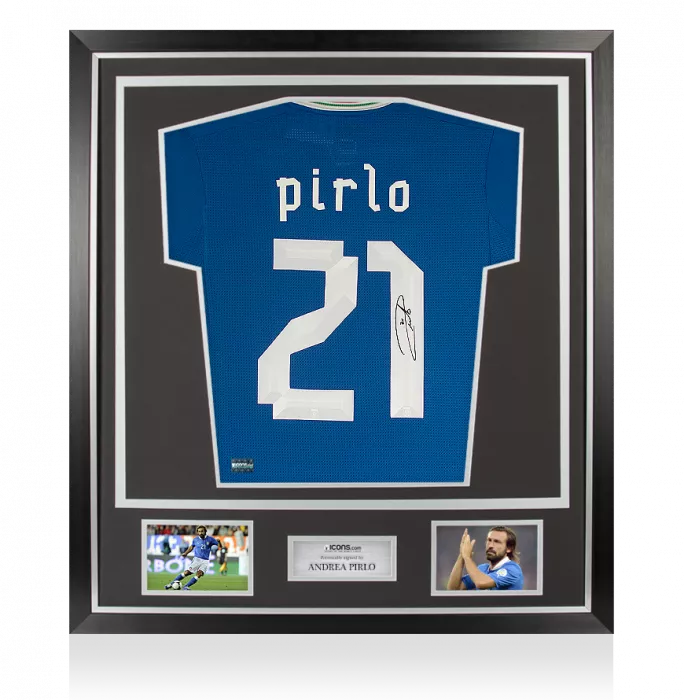 Icons Andrea Pirlo Back Signed Italy 2012-13 Home Shirt In Classic Frame