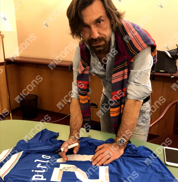 Icons Andrea Pirlo Back Signed Italy 2012 Home Shirt