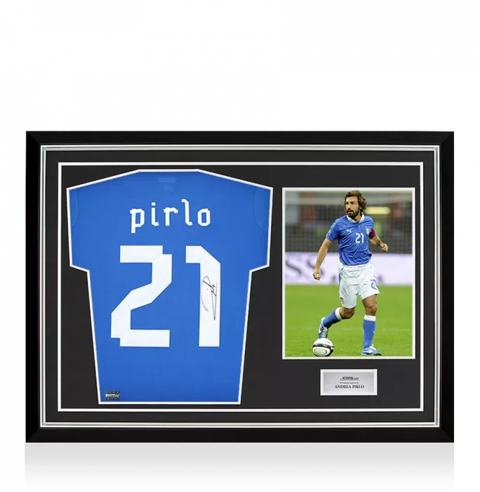 icons Andrea Pirlo Back Signed Italy 2012 Home Shirt In Hero Frame: Option 1