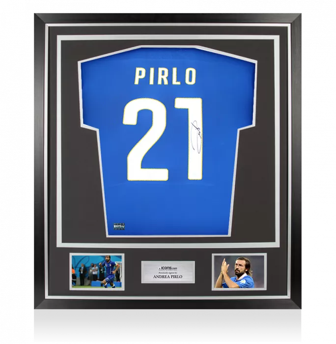 icons Andrea Pirlo Back Signed Italy 2014 Home Shirt In Classic Frame
