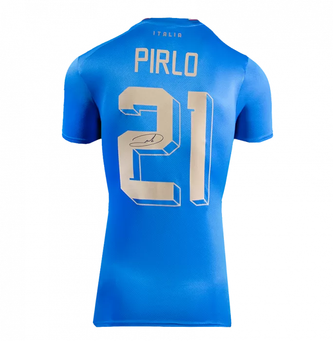 Icons Andrea Pirlo Back Signed Italy 2022-23 Home Shirt In Deluxe Packaging
