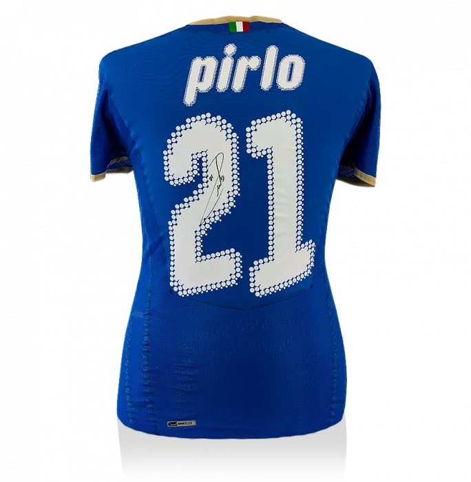icons Andrea Pirlo Back Signed Italy Home Shirt 2008