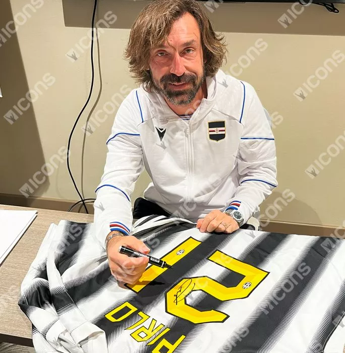 Icons Andrea Pirlo Back Signed Juventus 2011-12 Home Shirt In Hero Frame: Option 1