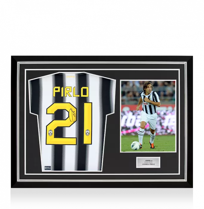 icons Andrea Pirlo Back Signed Juventus 2011-12 Home Shirt In Hero Frame: Option 1