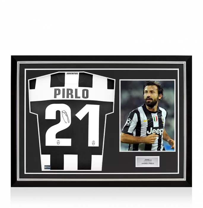 icons Andrea Pirlo Back Signed Juventus 2012-13 Home Shirt In Hero Frame: Scudetto Edition: Option 1