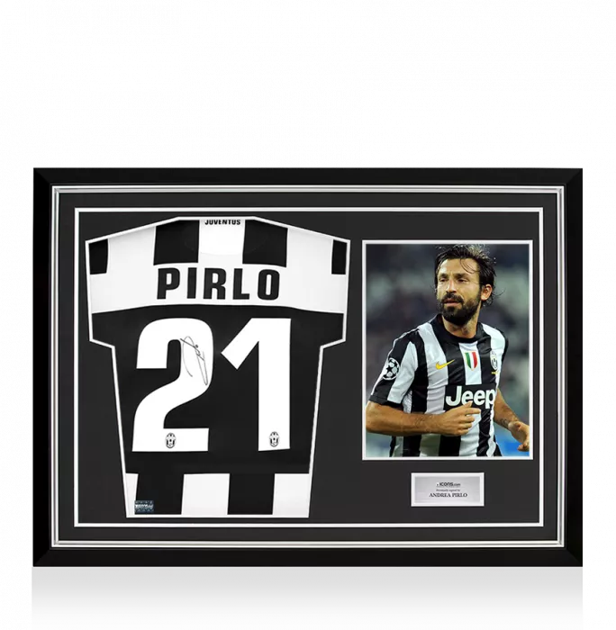 icons Andrea Pirlo Back Signed Juventus 2012-13 Home Shirt In Hero Frame: Option 1