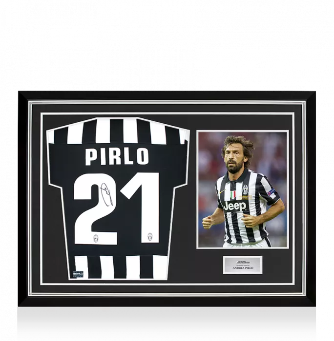 icons Andrea Pirlo Back Signed Juventus 2013-14 Home Shirt In Hero Frame: Option 1