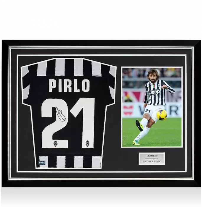 Icons Andrea Pirlo Back Signed Juventus 2013-14 Home Shirt In Hero Frame: Option 1