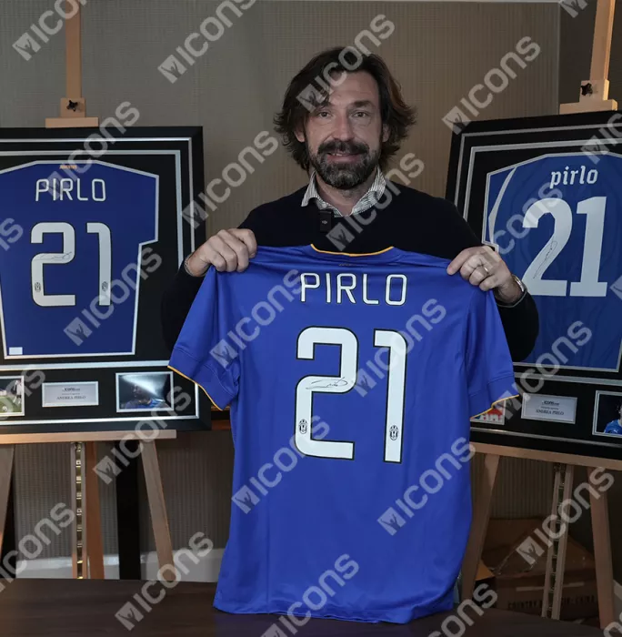 Icons Andrea Pirlo Back Signed Juventus 2014-15 Away Shirt In Hero Frame: Option 1