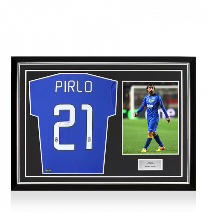 icons Andrea Pirlo Back Signed Juventus 2014-15 Away Shirt In Hero Frame: Option 1