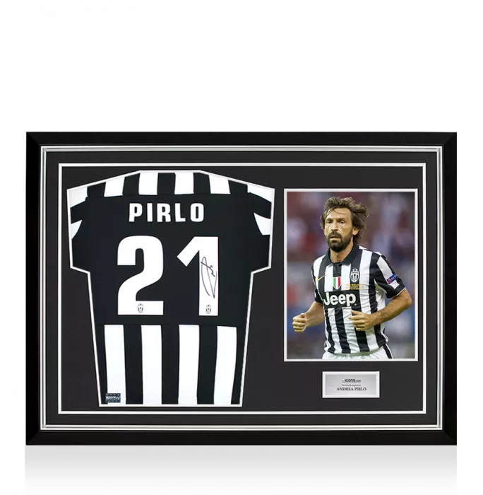 icons Andrea Pirlo Back Signed Juventus 2015-16 Home Shirt In Hero Frame: Option 1
