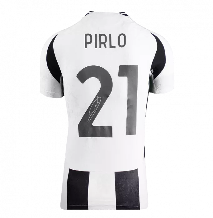 Icons Andrea Pirlo Back Signed Juventus 2024-25 Home Shirt With Fan Style Numbers In Hero Frame: Option 1