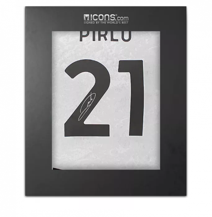 icons Andrea Pirlo Back Signed Juventus 2024-25 Home Shirt With Fan Style Numbers In Deluxe Packaging