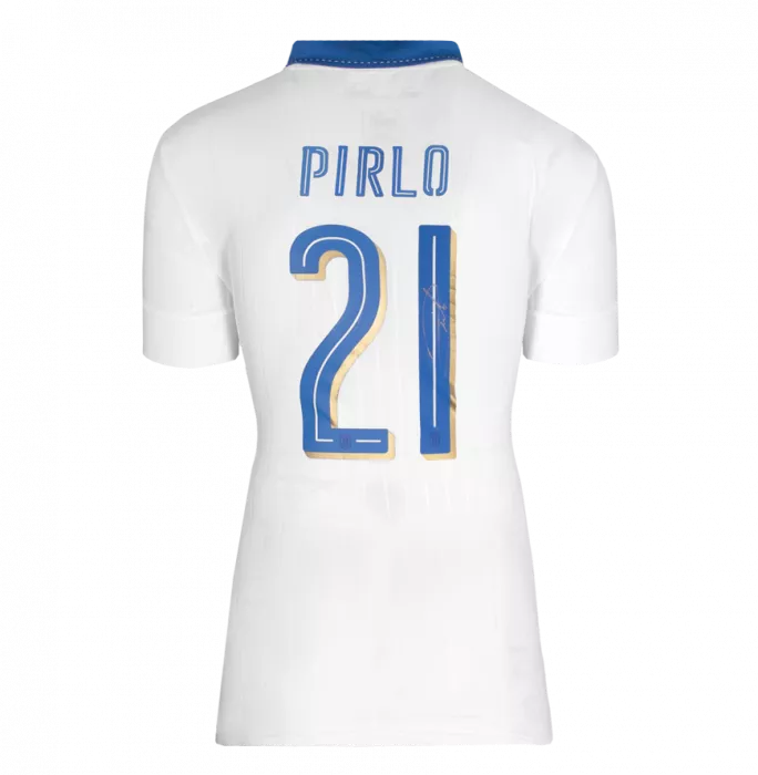 Icons Andrea Pirlo Back Signed Signed Italy 2016 Away Shirt In Deluxe Packaging