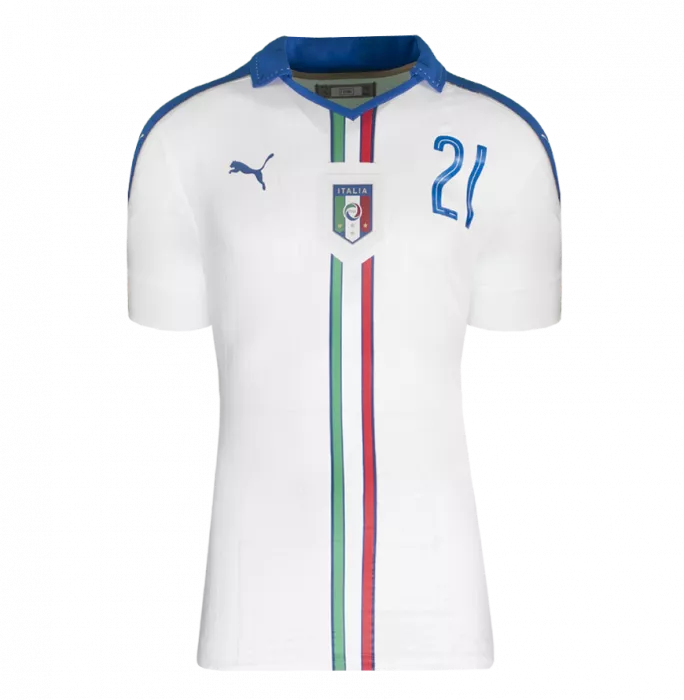 Icons Andrea Pirlo Back Signed Signed Italy 2016 Away Shirt In Deluxe Packaging