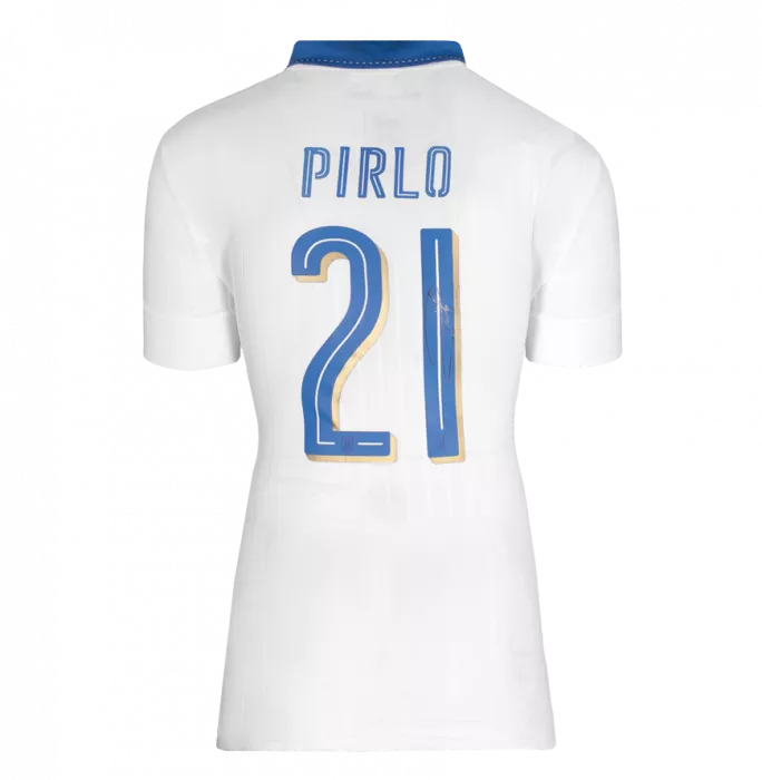 Icons Andrea Pirlo Back Signed Signed Italy 2016 Away Shirt In Deluxe Packaging
