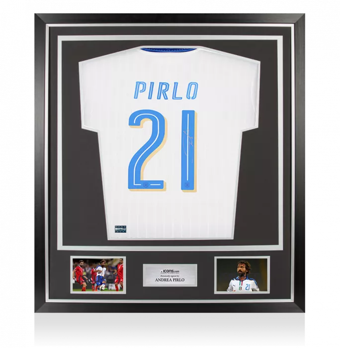 icons Andrea Pirlo Back Signed Signed Italy 2016 Away Shirt In Classic Frame