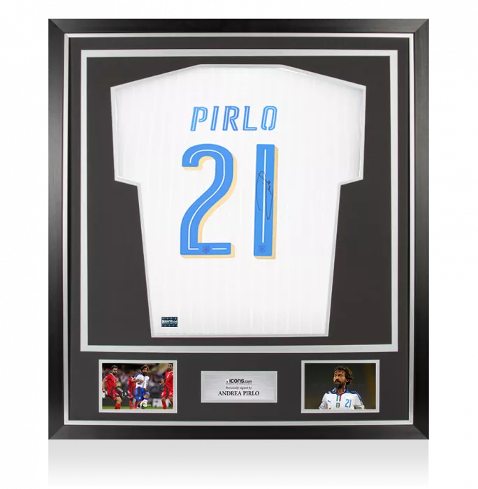 icons Andrea Pirlo Back Signed Signed Italy 2016 Away Shirt In Classic Frame