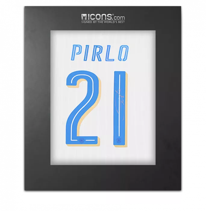 icons Andrea Pirlo Back Signed Signed Italy 2016 Away Shirt In Deluxe Packaging