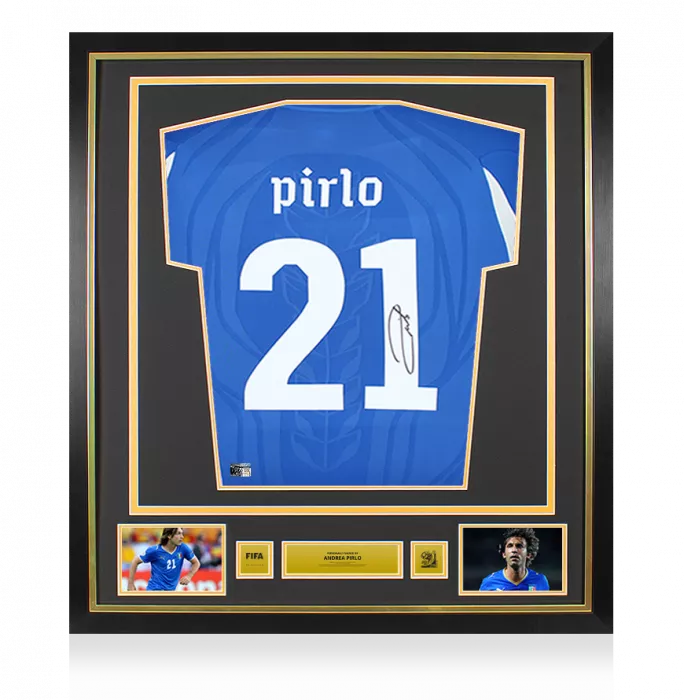 icons Andrea Pirlo Official 2010 FIFA World Cup™ Back Signed and Framed Italy 2010 Home Shirt