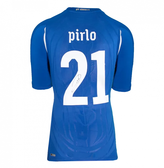Icons Andrea Pirlo Official 2010 FIFA World Cup™ Back Signed And Framed Italy 2010-12 Home Shirt