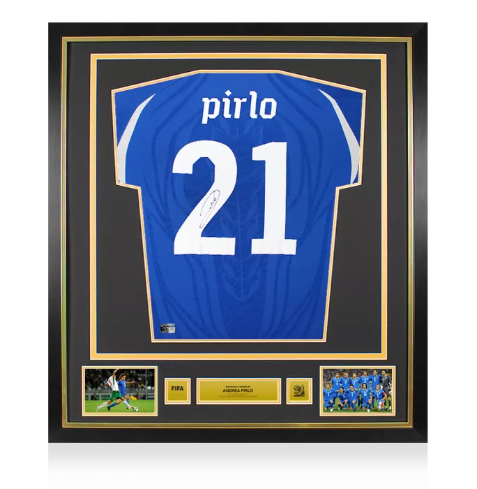 icons Andrea Pirlo Official 2010 FIFA World Cup™ Back Signed and Framed Italy 2010-12 Home Shirt
