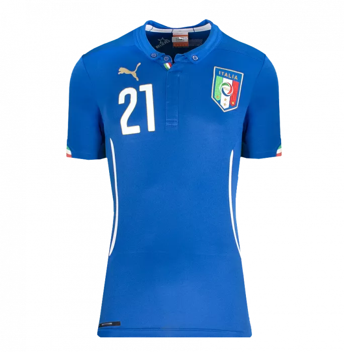 Icons Andrea Pirlo Official 2014 FIFA World Cup™ Back Signed And Hero Framed Italy 2014 Home Shirt