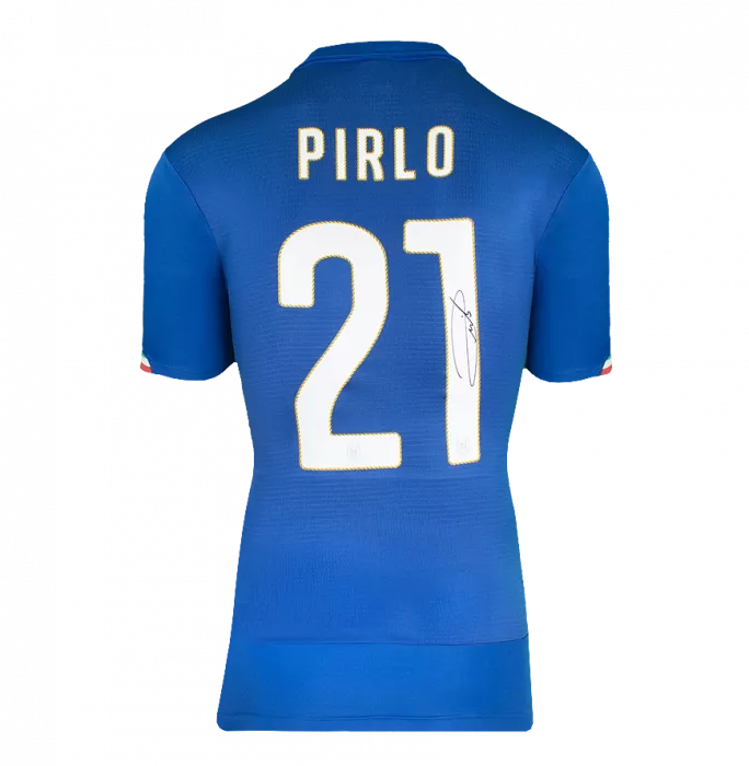 Icons Andrea Pirlo Official 2014 FIFA World Cup™ Back Signed And Framed Italy 2014 Home Shirt