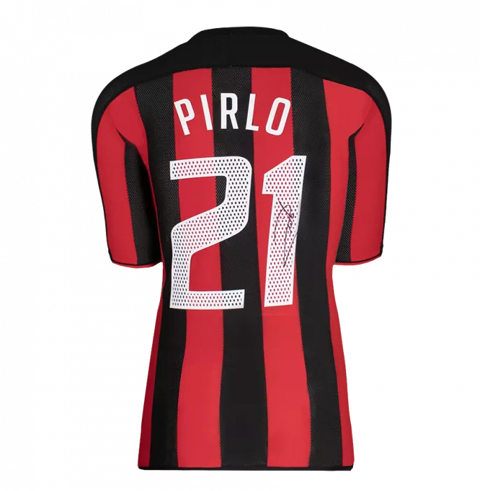 Icons Andrea Pirlo Official AC Milan Back Signed Signed And Framed 2003-04 Home Shirt
