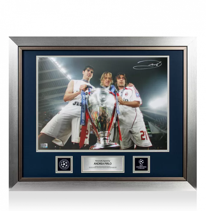 icons Andrea Pirlo Official UEFA Champions League Signed and Framed AC Milan Photo: UEFA Champions League Winner