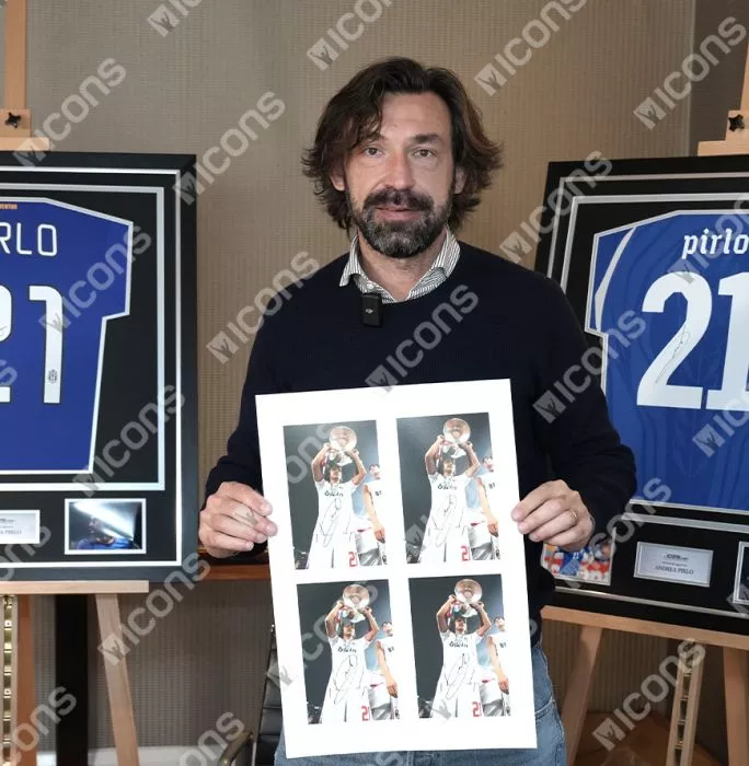 Icons Andrea Pirlo Official UEFA Champions League Signed 3D Mini Replica Trophy On Stand: 2007 Winner