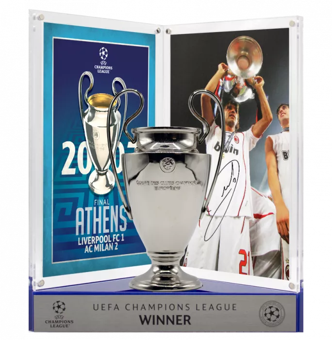 icons Andrea Pirlo Official UEFA Champions League Signed 3D Mini Replica Trophy on Stand: 2007 Winner