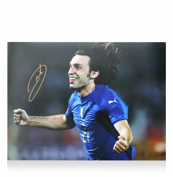 Icons Andrea Pirlo Signed Italy Photo In Premium Photo Frame: FIFA World Cup Winner