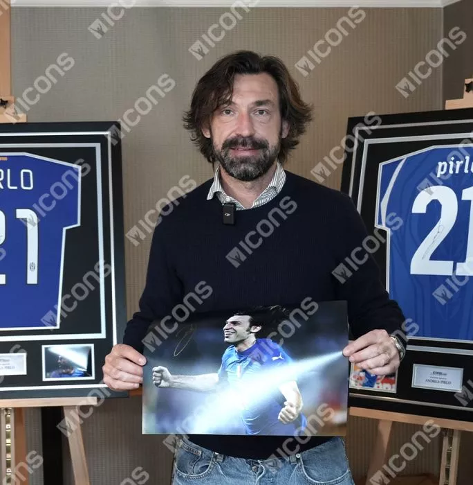 Icons Andrea Pirlo Signed Italy Photo In Premium Photo Frame: FIFA World Cup Winner