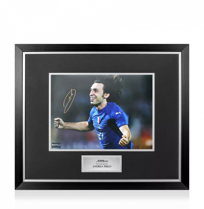 icons Andrea Pirlo Signed Italy Photo In Premium Photo Frame: FIFA World Cup Winner