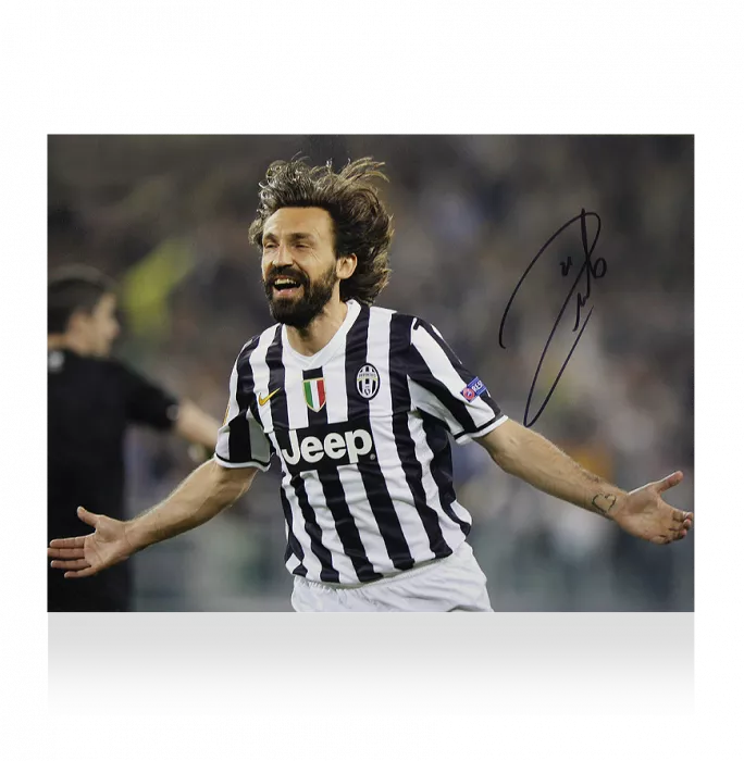 Icons Andrea Pirlo Signed Juventus Photo: Goal Vs Olympique Lyonnais
